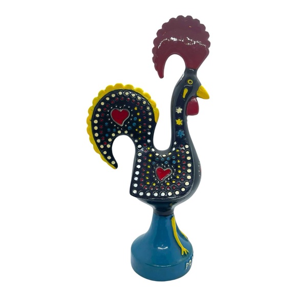 Vtg Hand Painted Traditional Portuguese Metal Rooster Of Barcelos Good Luck 8.5” - Picture 7 of 12